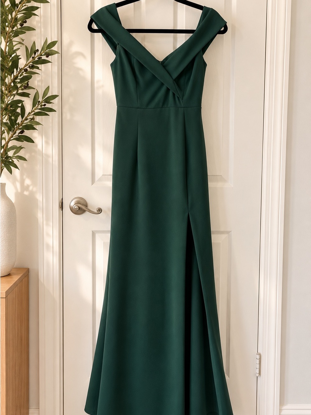 Lulus Emerald Green Off Shoulder Formal Maxi Dress XS